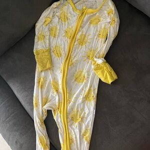 Little Sleepies zippy White and Yellow Sun Print zippy
